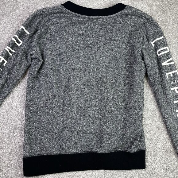 Victoria’s Secret PINK Gray V-Neck Logo Sleeve Sweatshirt Small - Picture 5 of 10